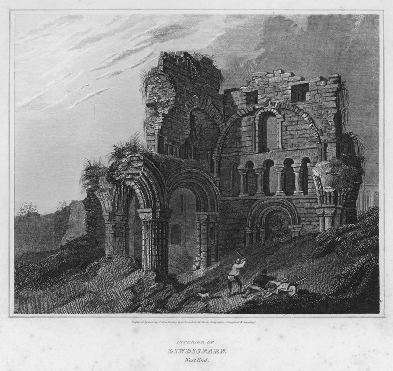 Interiér Lindisfarn, West End (rytina) od Luke (after) Clennell
