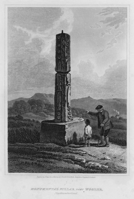 Monumental Pillar, poblíž Wooler, Northumberland (rytina) od Luke (after) Clennell