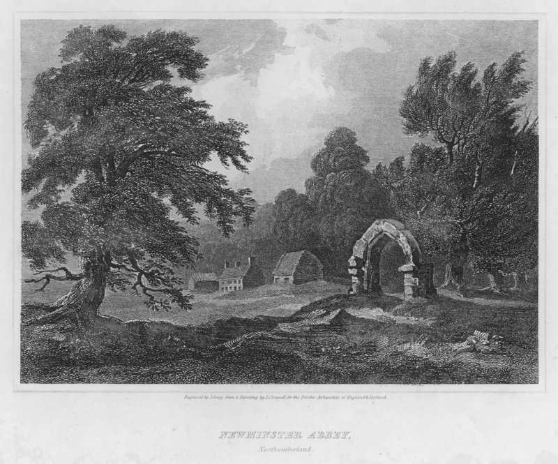 Newminster Abbey, Northumberland (rytina) od Luke (after) Clennell