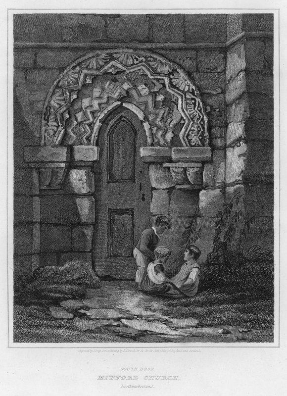 South Door, Mitford Church, Northumberland (rytina) od Luke (after) Clennell