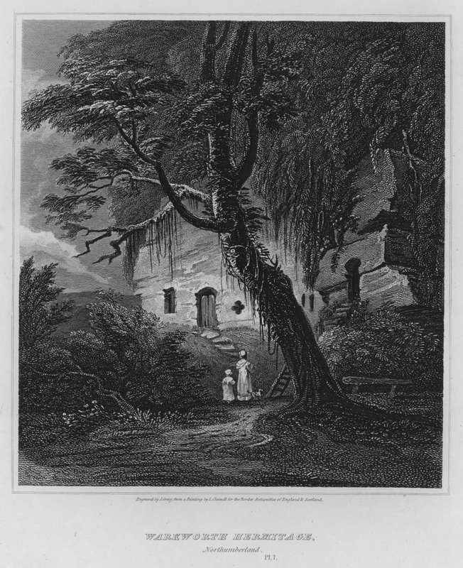Warkworth Hermitage, Northumberland (rytina) od Luke (after) Clennell