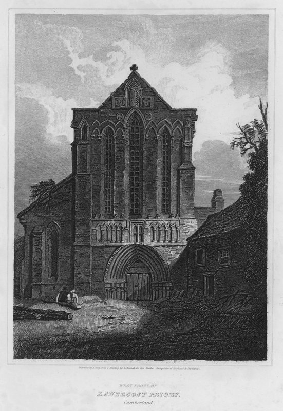 West Front of Lanercost Priory, Cumberland (rytina) od Luke (after) Clennell