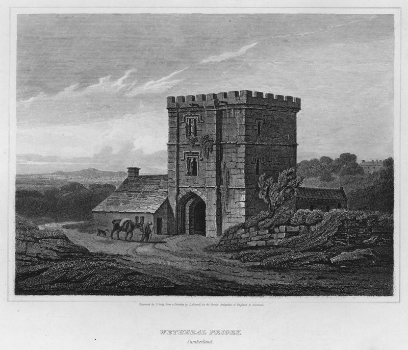 Wetheral Priory, Cumberland (rytina) od Luke (after) Clennell