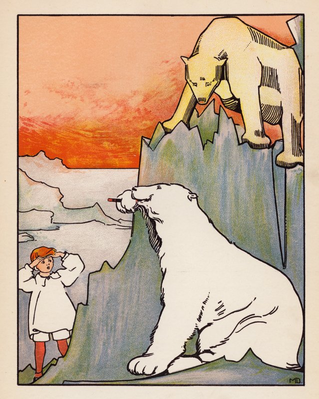 ""Chovej se slušně!" řekl lední medvěd z Noemovy archy" (barevná litografie) od Mabel Dearmer