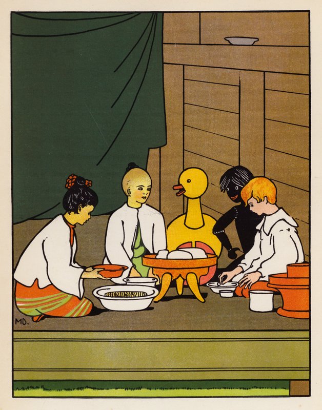 "Polední rýže" (barevná litografie) od Mabel Dearmer