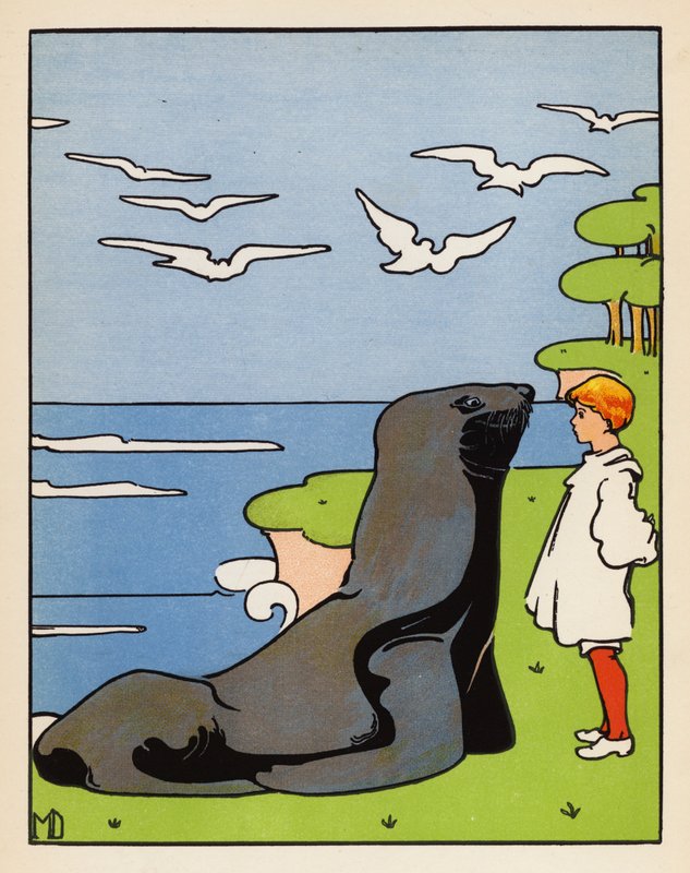 ""Pěkný chudák mořský lev!" řekl" (barevná litografie) od Mabel Dearmer
