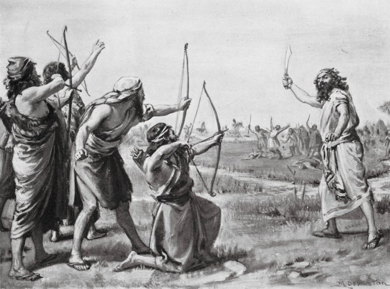 Invaze semitských kočovníků (litografie) od Margaret (after) Dovaston