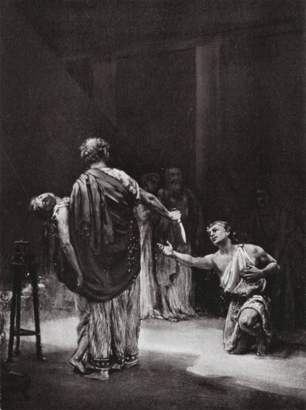 Aristodém z Messenie obětuje svou dceru (litografie) od Margaret (after) Dovaston