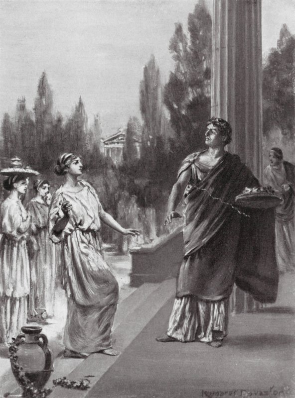 Hipparchos uráží Harmodiovu sestru (litografie) od Margaret (after) Dovaston