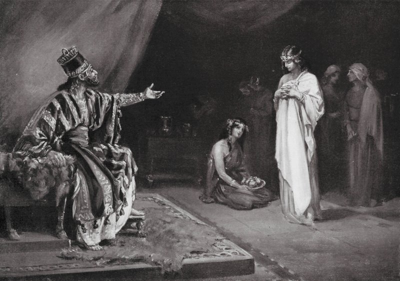 Sňatek asyrské princezny s babylonským králem Kara-indashem (litografie) od Margaret (after) Dovaston