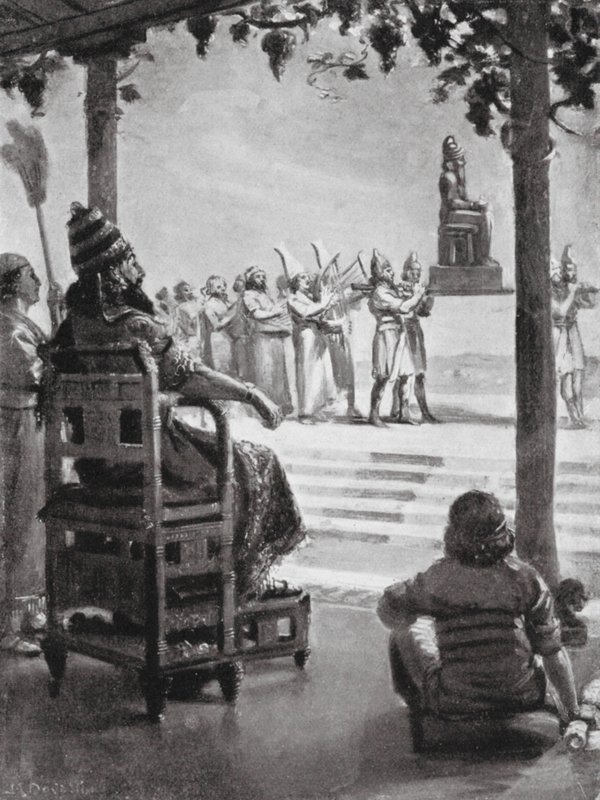 Nový rok v Babylonu, 680 př. n. l. (litografie) od Margaret (after) Dovaston