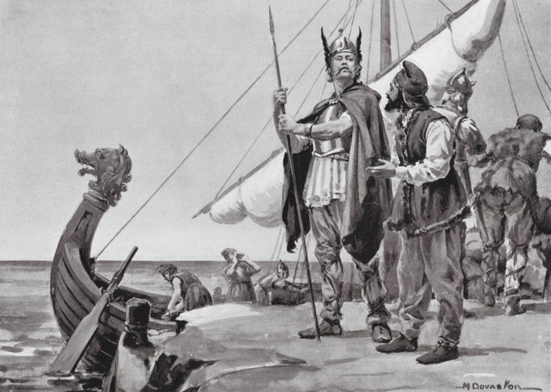 Rurik odjíždí do země Slovanů, 862 n. l. (litografie) od Margaret (after) Dovaston
