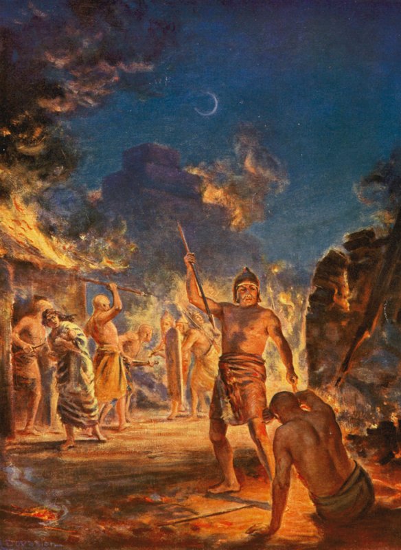 Spálení Lagaše (barevná litografie) od Margaret (after) Dovaston