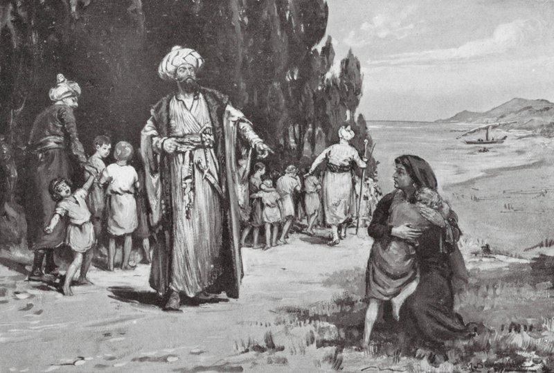 Pocta dětí Turkům (litografie) od Margaret (after) Dovaston