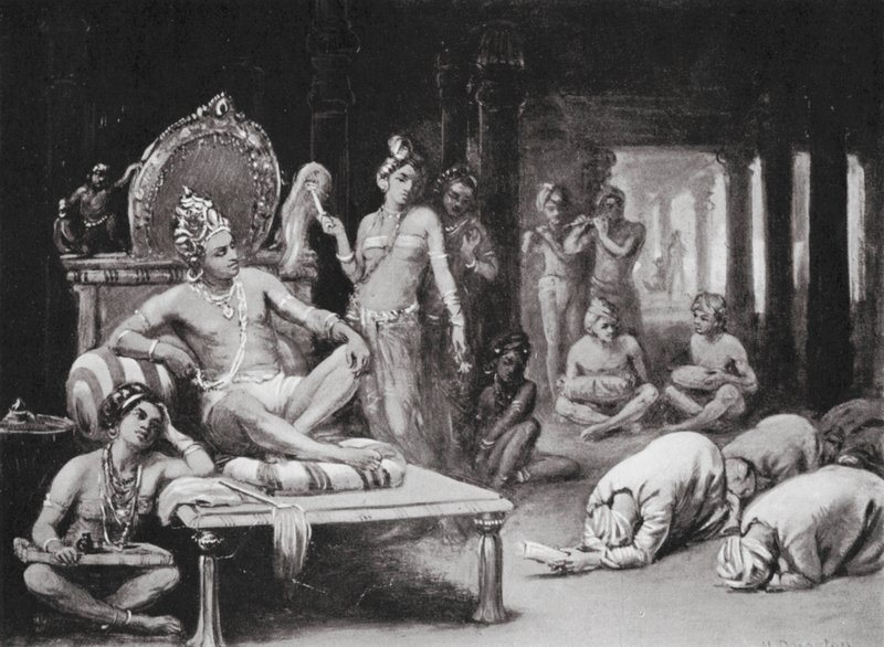 Vikramanka Chalukhya posílá přátelský dopis Kulottungovi Čolovi (litho) od Margaret (after) Dovaston