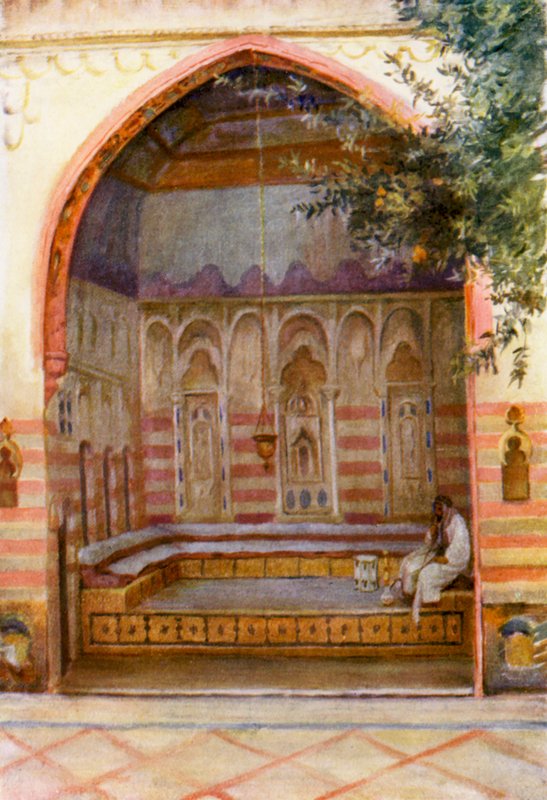 Damascénský interiér (barevná litografie) od Margaret Thomas