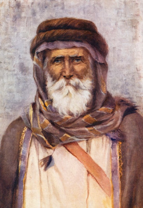Drúzský šejk (barevná litografie) od Margaret Thomas