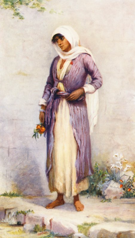 Drúzská žena (barevná litografie) od Margaret Thomas