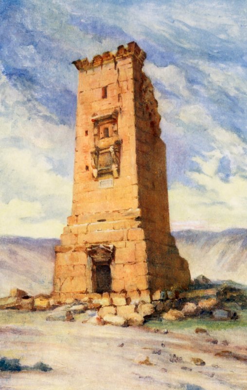 Věž márnice, Palmýra (barevná litografie) od Margaret Thomas