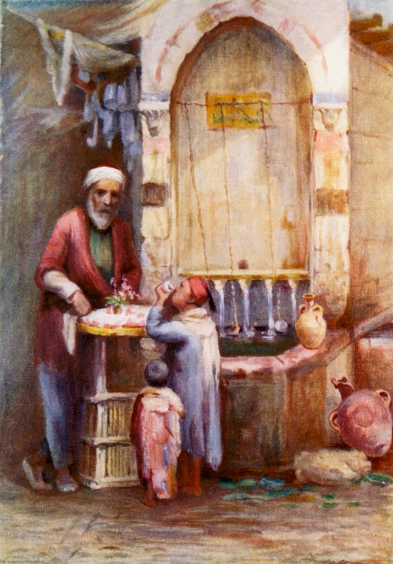 Prodavač sladkostí, Damašek (barevná litografie) od Margaret Thomas