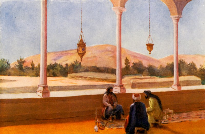Interiér soukromého domu, Damašek (barevná litografie) od Margaret Thomas