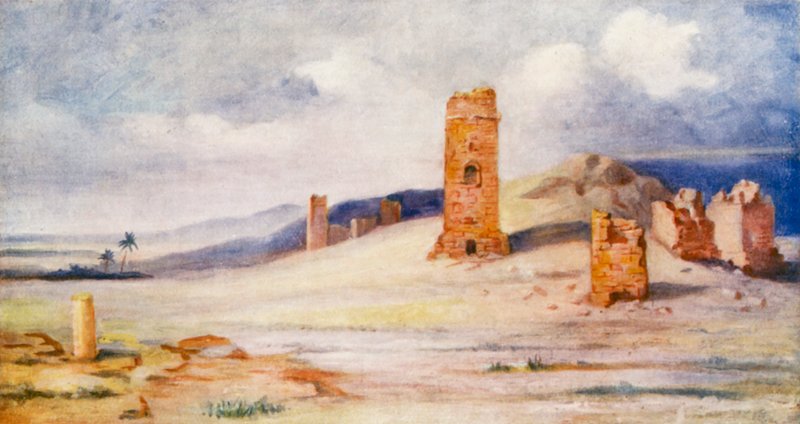 Mortuary Towers, Palmyra (barevná litografie) od Margaret Thomas