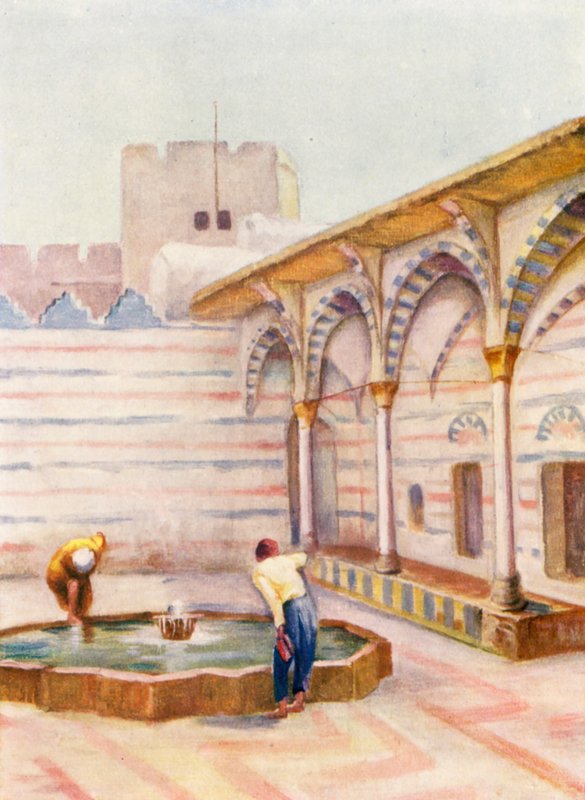 Mešita es Sinamiyeh, Damašek (barevná litografie) od Margaret Thomas
