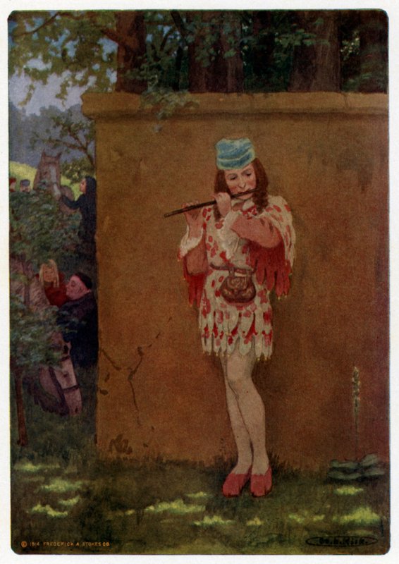 Chaucerovy Canterbury Tales: „Celý den zpíval nebo hrál na flétnu“ (barevné lito) od Maria Louise Kirk