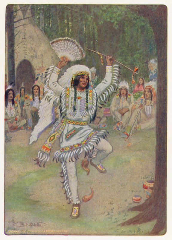 Ilustrace k Longfellowově knize Hiawatha (barevná litografie) od Maria Louise Kirk