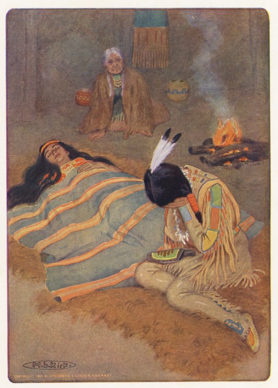 Ilustrace k Longfellowově knize Hiawatha (barevná litografie) od Maria Louise Kirk