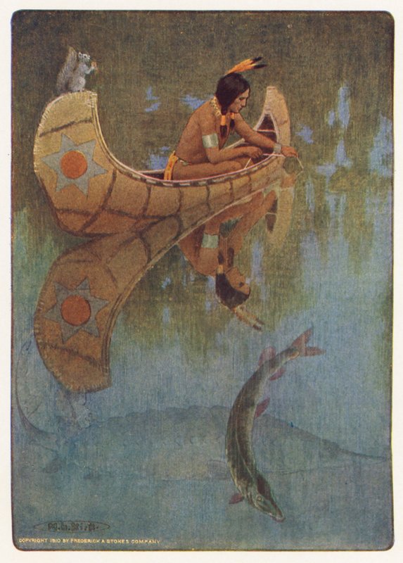 Ilustrace k Longfellowově knize Hiawatha (barevná litografie) od Maria Louise Kirk