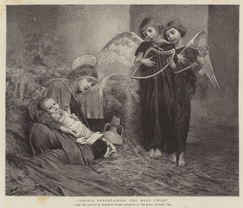 Andělé baví svaté dítě od Marianne Stokes