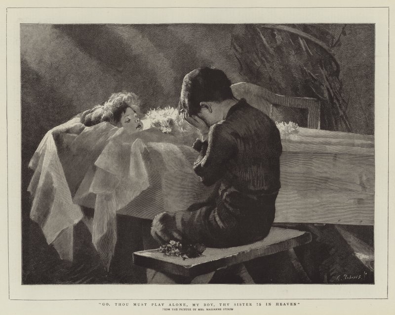Jdi, musíš si hrát sám, můj chlapče, tvoje sestra je v nebi od Marianne Stokes