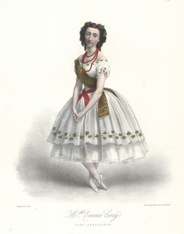 Francouzská baletka Emma Livry v baletu Feliciena Davida Herculanum v pařížské opeře od Marie Alexandre (after) Alophe