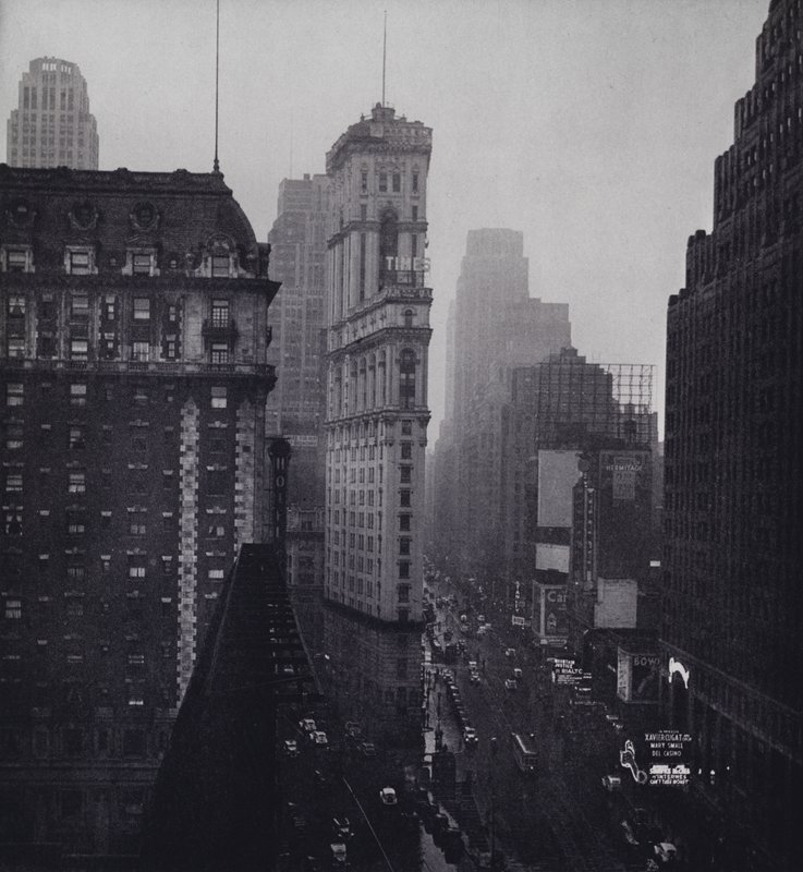 Manhattan: Déšť nad Times Square (černobílá fotografie) od Mario Bucovich