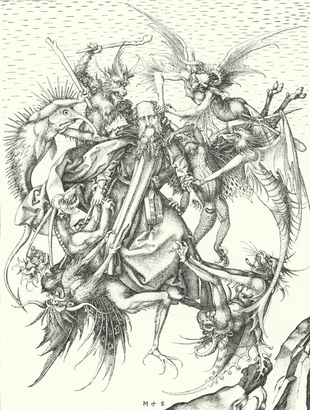 Pokušení svatého Antonína (rytina) od Martin (after) Schongauer
