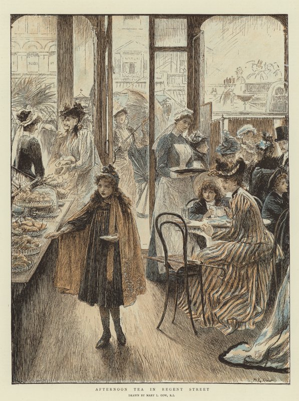 Odpolední čaj v Regent Street (chromolit) od Mary L. Gow