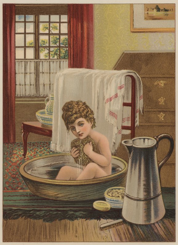 Koupání dítěte (chromolitho) od Mary Ellen Edwards