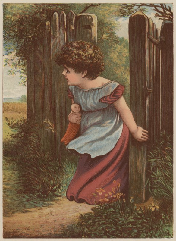 Dívka čeká na pošťáka (chromolitho) od Mary Ellen Edwards