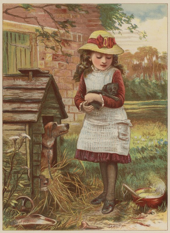 Dívka se štěnětem (chromolit) od Mary Ellen Edwards