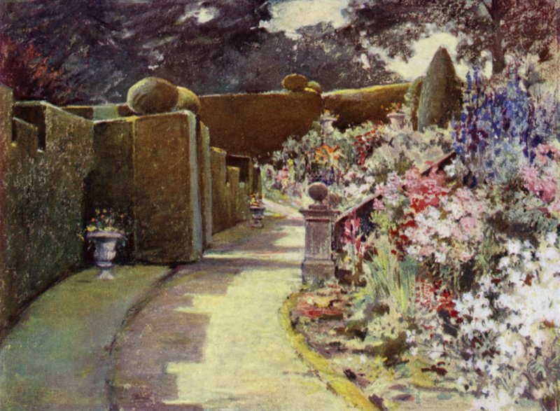Skotské zahrady: Sunderland Hall (barevné lito) od Mary Georgina Wade Wilson