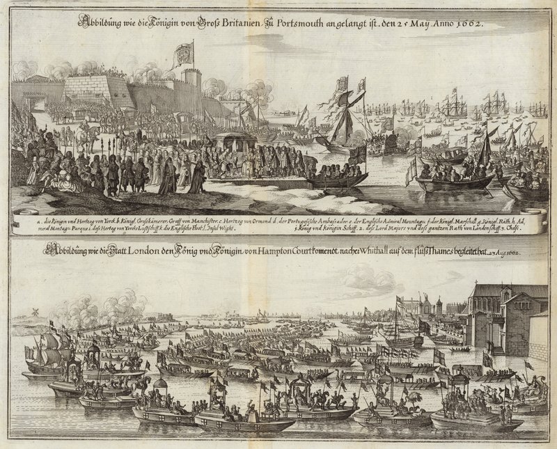 Davy lidí se shromáždily v Británii v roce 1662 na královskou rodinu od Mattaus the Younger Merian