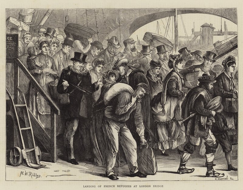 Vylodění francouzských uprchlíků na London Bridge od Matthew White Ridley