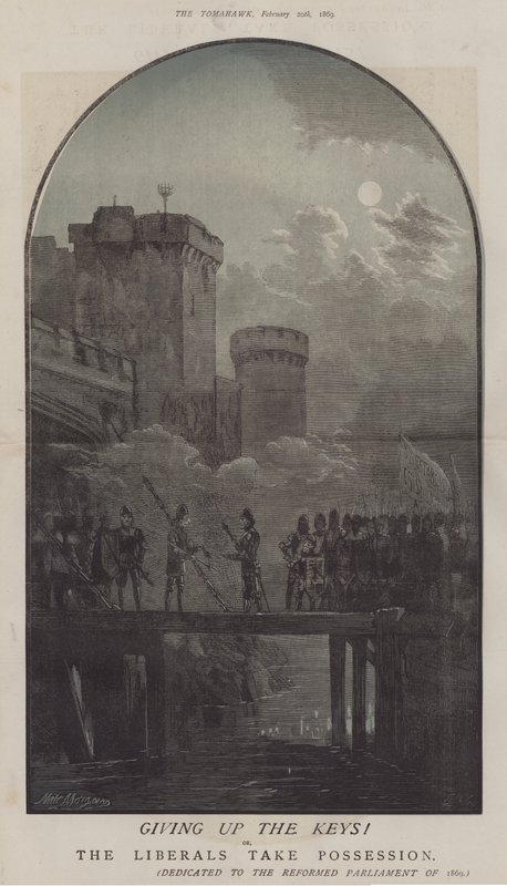 Vzdát se klíčů! nebo, The Liberals Take Possession (color litho) od Matthew