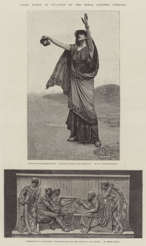 Oceněné práce studentů škol Královské akademie. Ilustrace pro The Illustrated London News, 5. ledna 1884 od Maurice Greiffenhagen