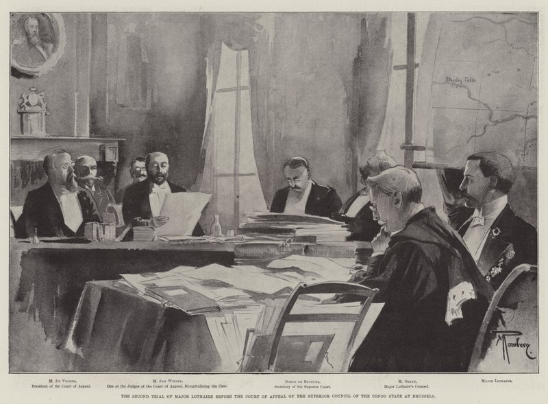 Druhý proces s majorem Lothairem před odvolacím soudem Nejvyšší rady státu Kongo v Bruselu od Maurice Romberg