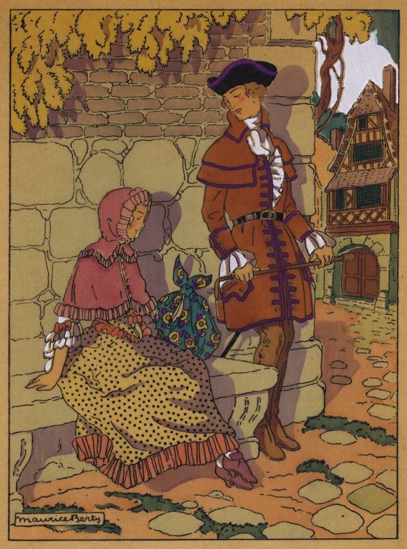 Ilustrace k historii od Manon Lescaut (barevné lito) od Maurice Berty