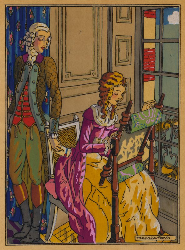 Ilustrace pro Les Liaisons Dangereuses od Choderlose De Laclose (barevně lito) od Maurice Berty