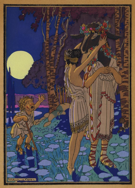 Ilustrace k Shakespearově hře Sen noci svatojánské (barevné lito) od Maurice Berty