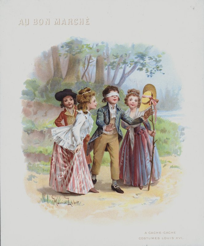 Schovávaná, kostýmy z doby Ludvíka XVI. (chromolitho) od Maurice Leloir